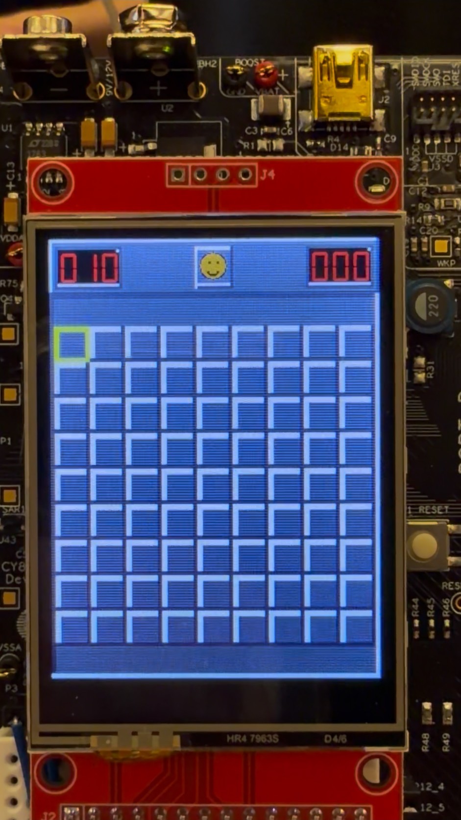 A highlighted cursor moves across the Beginner board without forcing a full-screen redraw.