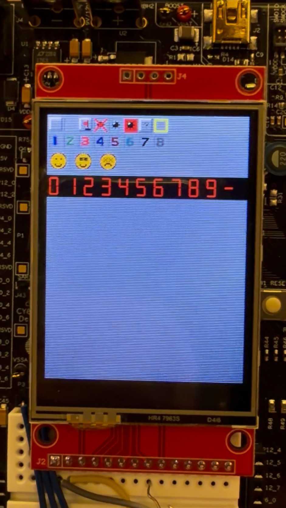 The sprite test exercises every cell, number, face, and HUD digit.